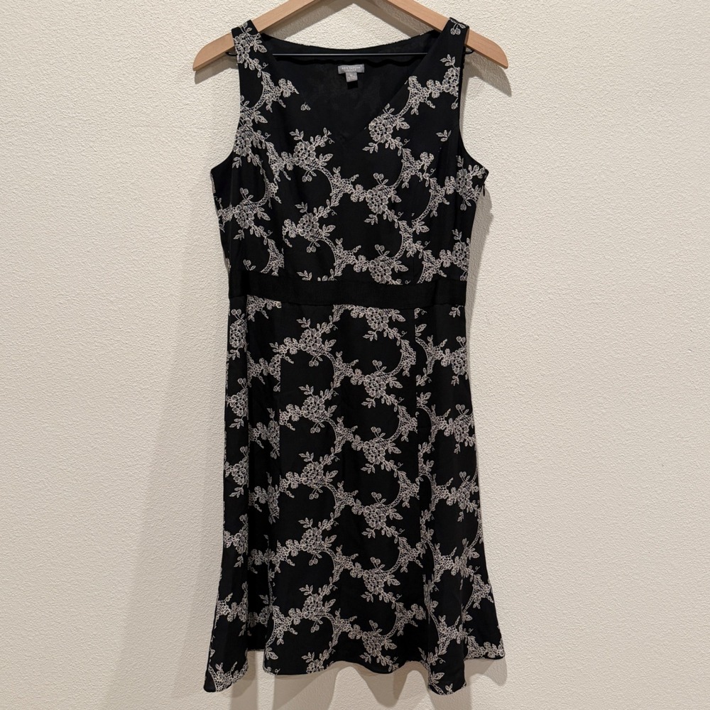 ANN TAYLOR Women 100% Silk Floral Dress 8P Petite Lined Luxury Old Money Vintage